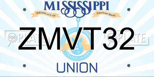 ZMVT32 Mississippi License Plate