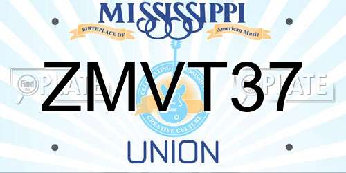 ZMVT37 Mississippi License Plate
