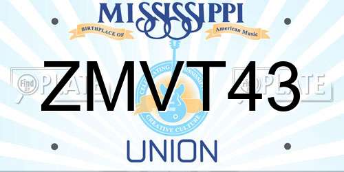 ZMVT43 Mississippi License Plate