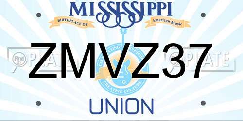 ZMVZ37 Mississippi License Plate