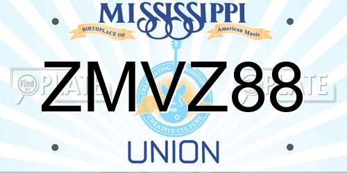 ZMVZ88 Mississippi License Plate