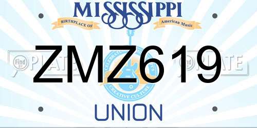 ZMZ619 Mississippi License Plate