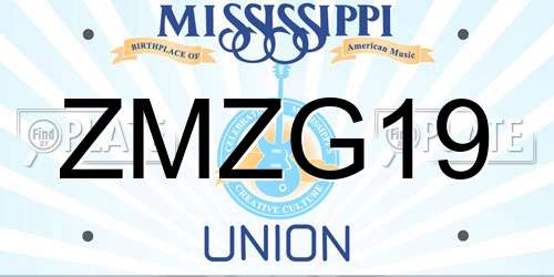 ZMZG19 Mississippi License Plate