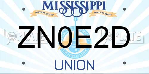 ZN0E2D Mississippi License Plate