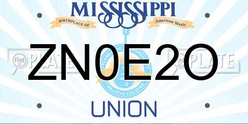 ZN0E2O Mississippi License Plate