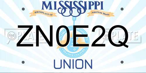 ZN0E2Q Mississippi License Plate