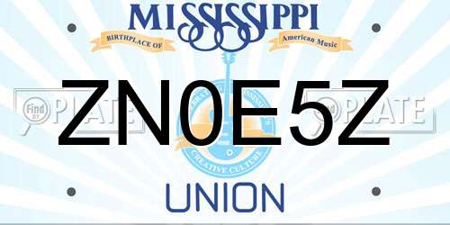 ZN0E5Z Mississippi License Plate
