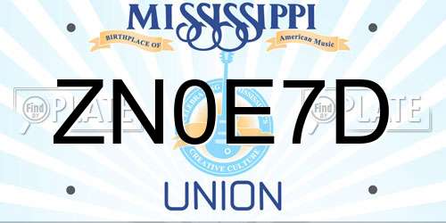 ZN0E7D Mississippi License Plate