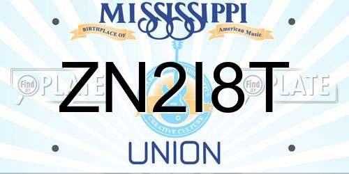 ZN2I8T Mississippi License Plate