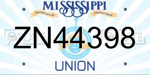 ZN44398 Mississippi License Plate