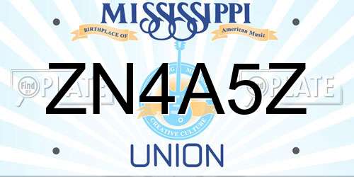 ZN4A5Z Mississippi License Plate
