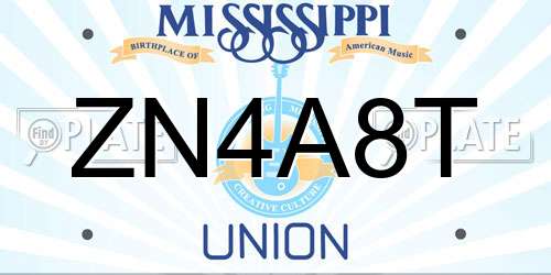ZN4A8T Mississippi License Plate