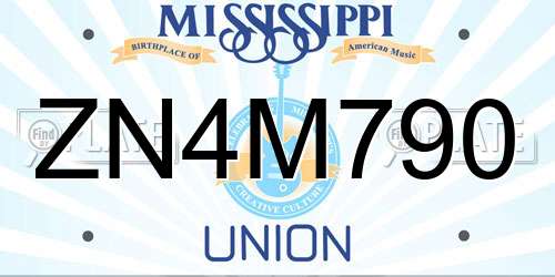 ZN4M790 Mississippi License Plate