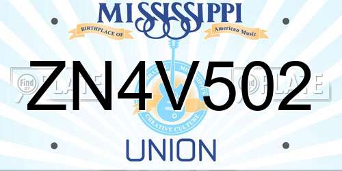 ZN4V502 Mississippi License Plate