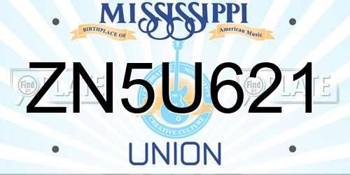 ZN5U621 Mississippi License Plate