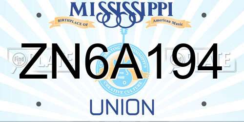 ZN6A194 Mississippi License Plate