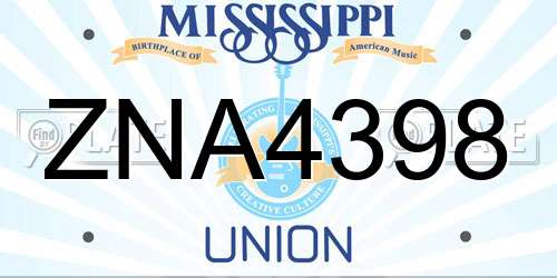 ZNA4398 Mississippi License Plate