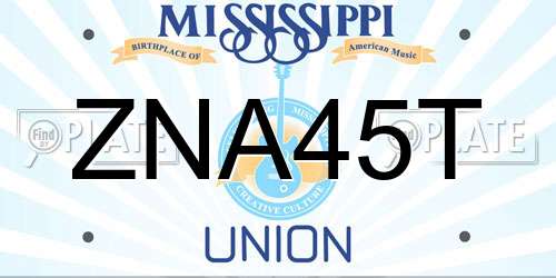 ZNA45T Mississippi License Plate