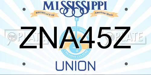 ZNA45Z Mississippi License Plate