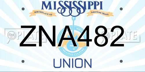 ZNA482 Mississippi License Plate