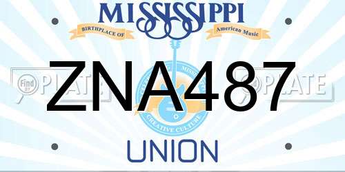 ZNA487 Mississippi License Plate