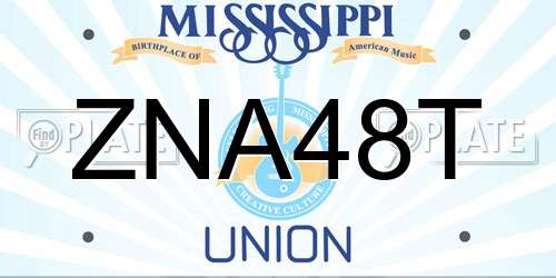 ZNA48T Mississippi License Plate