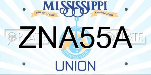 ZNA55A Mississippi License Plate