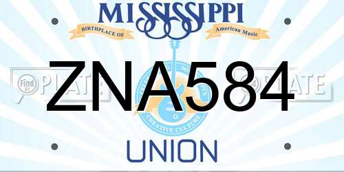 ZNA584 Mississippi License Plate