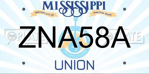 ZNA58A Mississippi License Plate