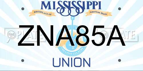 ZNA85A Mississippi License Plate