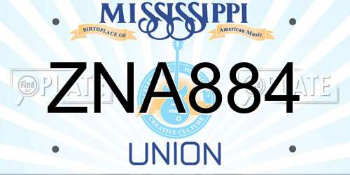 ZNA884 Mississippi License Plate