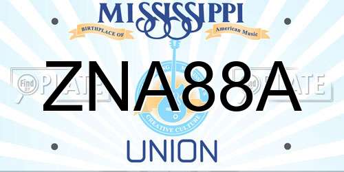 ZNA88A Mississippi License Plate
