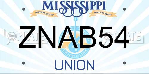 ZNAB54 Mississippi License Plate