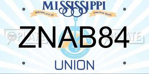 ZNAB84 Mississippi License Plate