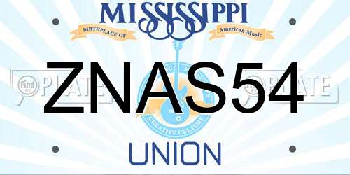 ZNAS54 Mississippi License Plate