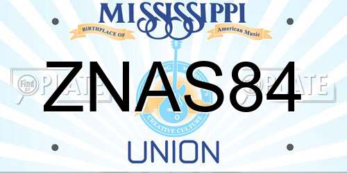 ZNAS84 Mississippi License Plate