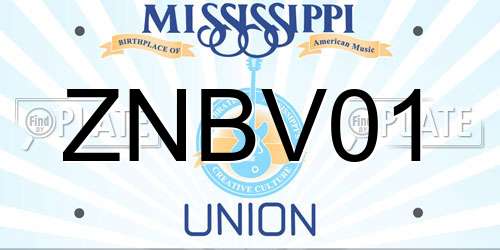 ZNBV01 Mississippi License Plate