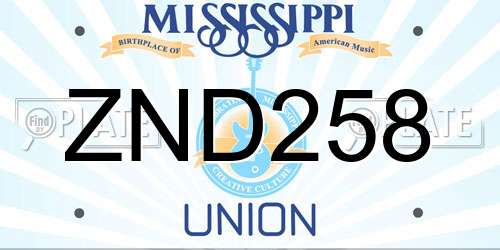 ZND258 Mississippi License Plate