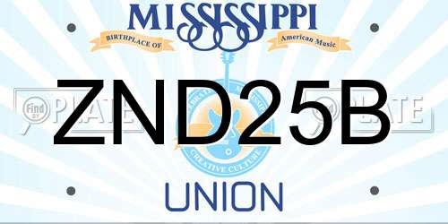 ZND25B Mississippi License Plate