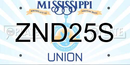 ZND25S Mississippi License Plate