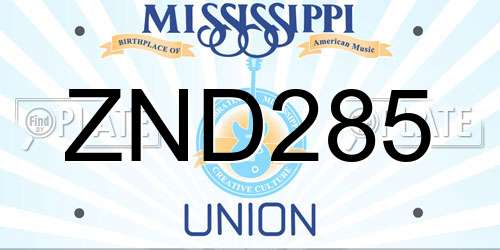 ZND285 Mississippi License Plate