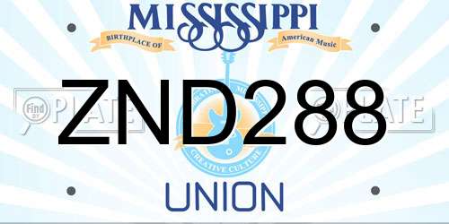 ZND288 Mississippi License Plate