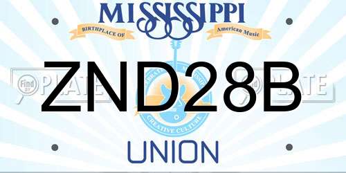 ZND28B Mississippi License Plate