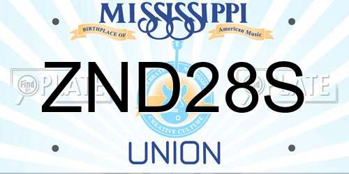 ZND28S Mississippi License Plate