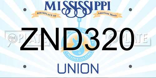 ZND320 Mississippi License Plate