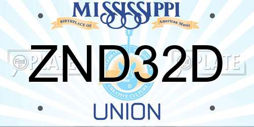 ZND32D Mississippi License Plate