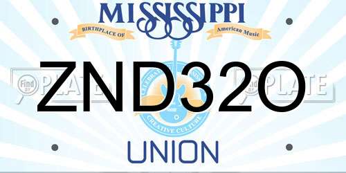ZND32O Mississippi License Plate