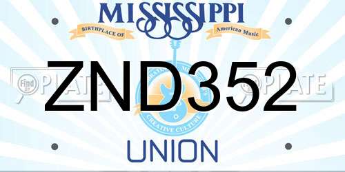 ZND352 Mississippi License Plate