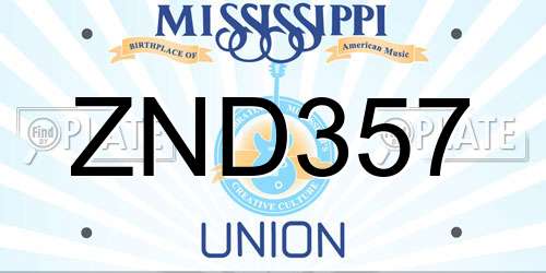 ZND357 Mississippi License Plate