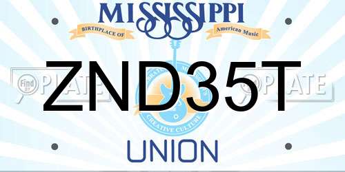 ZND35T Mississippi License Plate